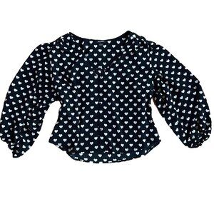 Black and White Heart Button Up Blouse